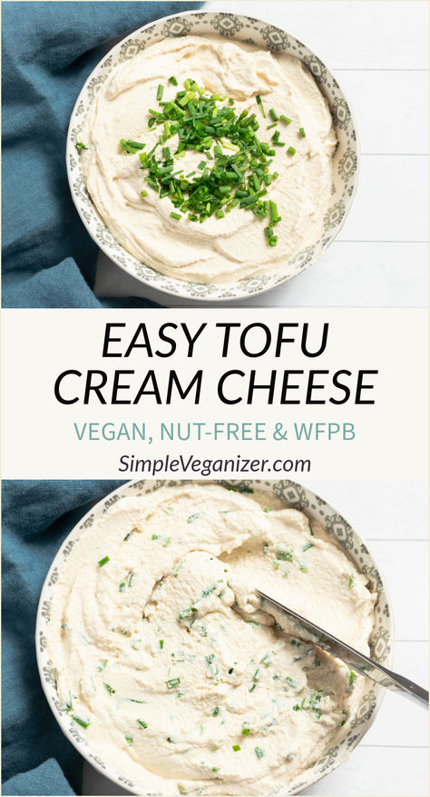 This tofu cream cheese is a quick and easy recipe that’s also nutritious. With just a few whole-food plant-based ingredients blended, you can have your cream cheese ready in 5 minutes. Enjoy it on crackers, bagels, or in your favorite recipes! Tofu Bread, Tofu Breakfast Recipes, Breakfast Ideas Vegan, Vegan Cream Cheese Recipe, Tofu Cream, Tofu Cream Cheese, Recipes Tofu, Tofu Breakfast, Bread Spread