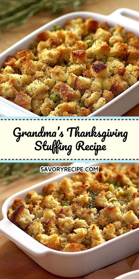 Ready to elevate your Thanksgiving dinner with a stuffing that warms the heart? Grandma’s Thanksgiving Stuffing Recipe is packed with flavor and wholesome ingredients, ensuring a perfect complement to your turkey. Don’t forget to save this timeless recipe for your upcoming holiday celebrations! Stuffing Recipes Thanksgiving, Thanksgiving Stuffing Recipe, Classic Stuffing, Stuffing Recipes For Thanksgiving, Stuffing Ingredients, Savory Recipe, Classic Thanksgiving, Stuffing Casserole, Turkey Stuffing