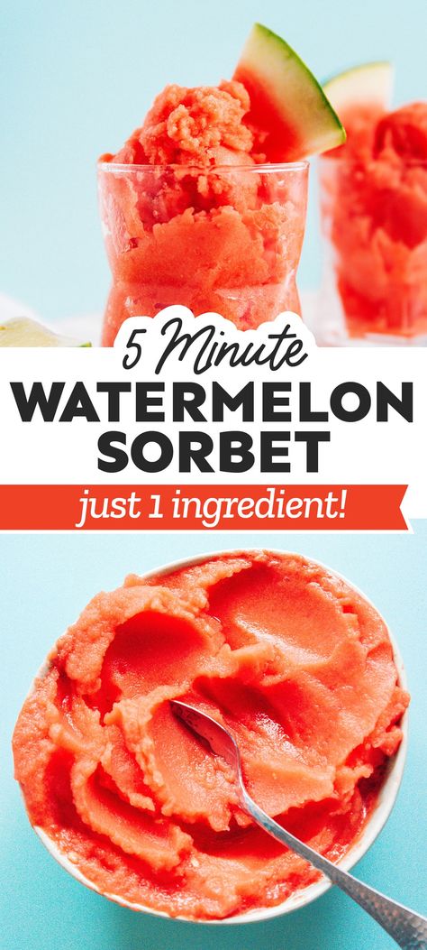 Sorbet Recipes Easy, Watermelon Sorbet Recipes, Watermelon Sorbet, Watermelon Ice Cream, Banana Nice Cream, Frozen Watermelon, Watermelon And Lemon, Healthy Summer Desserts, Cooking Chocolate