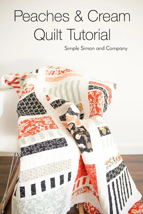 Peaches & Cream Quilt Tutorial - Simple Simon and Company Cream Quilt, Layer Cake Patterns, Layer Cake Quilt Patterns, Quilt Layers, Cake Quilt, Layer Cake Quilts, Peaches And Cream, Jelly Rolls, Lap Quilts