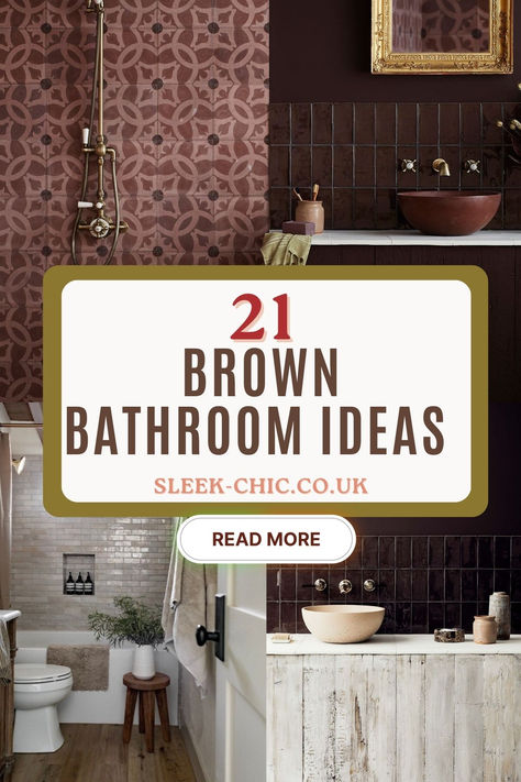 21 brown bathroom ideas Brown Tile Master Bath, Bathroom Ideas With Brown Granite, Brown Tile Bathroom Ideas Color Palettes, Chocolate Brown Bathroom, Bathroom With Brown Tile, Bathroom Color Schemes Brown, Brown Tile Shower, Brown And Beige Bathroom, Beige And Brown Bathroom