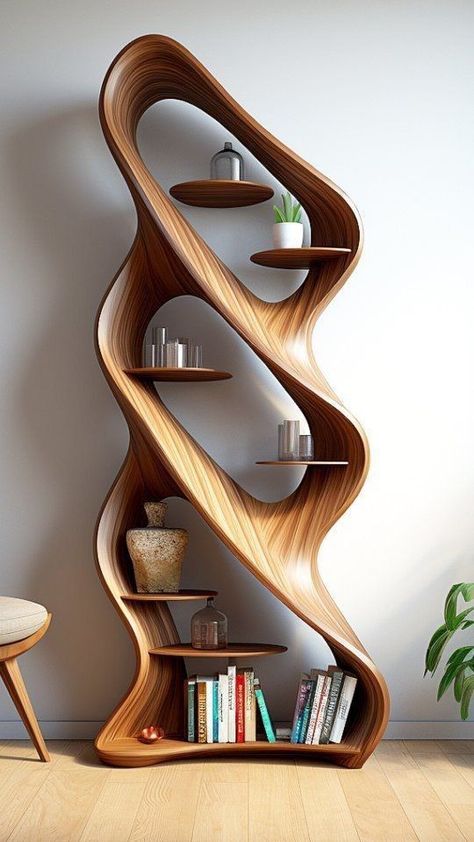 Funky Wood Furniture, Unique Interior Architecture, Natural Furniture Design, Cool Stuff For Your Room, Office Desk Design, Futuristic Furniture Design, Wooden Lamp Base, Awesome Furniture, Wood Things