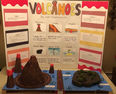 Volcano Poster Project, Volcano Poster Board Ideas, Volcano Science Fair Project Board, Volcano Project For Kids Science Fair, Volcano Science Fair Project, First Grade Science Projects, Winning Science Fair Projects, 4th Grade Science Projects, Science Fair Poster