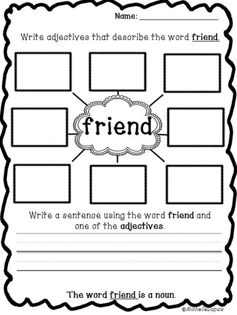 Noun And Adjective, Friendship Printables, Friendship Lessons, Word Web, Friendship Skills, Friendship Activities, Adjective Worksheet, Social Skills Groups, Nouns And Adjectives