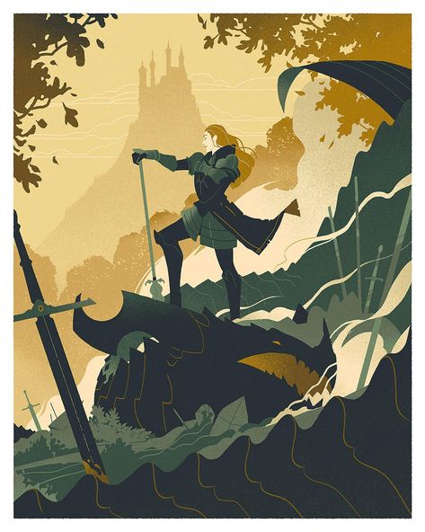 Gorgeous Illustrations by Jeff Langevin | Daily design inspiration for creatives | Inspiration Grid Graphic Design Lessons, Dragon Slayer, Character Design Male, Dreamy Art, Environmental Art, Medieval Fantasy, Art Challenge, Graphic Design Posters, Book Illustration