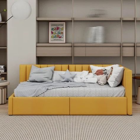 Ebern Designs Mesake Upholstered Storage Bed | Wayfair Twin Bed With Storage, Twin Storage, Folding Guest Bed, Sofa Styles, Studio Apartment Living, Upholstered Storage Bed, Size Sofa, Folding Sofa Bed, Traditional Bed