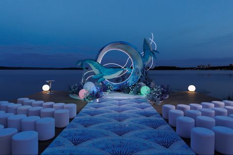 Wedding Environment, Unique Backdrop, Party Entrance, Flower Arch, Beach Events, Mermaid Theme Birthday, Seaside Wedding, Entrance Design, Mermaid Theme