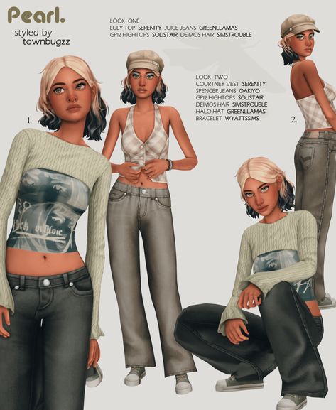 Sims 4 Sims Maxis Match, Sims Trouble Cc Clothes, Sims 4 Caio Cc, Sims 4 Looks Ideas, Sims 4 Character Inspiration, Sims Trouble Cc, Sims 4 Cc Downtown Clothes, Sims 4 Cc Grunge Clothing Maxis Match, Ts4 Lookbook Maxis Match