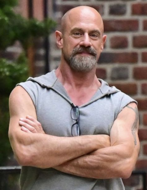 Bald Actors, Bald Person, Bald Men With Beards, Christopher Meloni, 50 Year Old Men, Chris Meloni, Male Doctor, Handsome Older Men, Bald Man