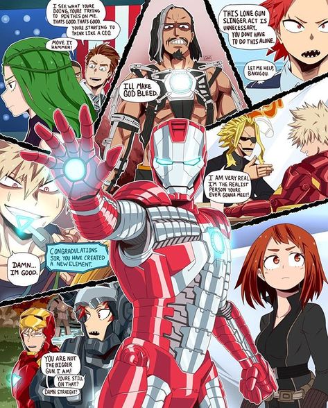 Iron Man 2, Katsuki Bakugou - [MHA Characters and themes belong to Kohei Horikoshi, MCU Characters, themes, story and plot belong to… Marvel Academy, Mcu Characters, Iron Man 2, Mha Characters, Arte Nerd, Fandom Crossover, My Hero Academia Memes, Buko No Hero Academia, Cartoon Crossovers