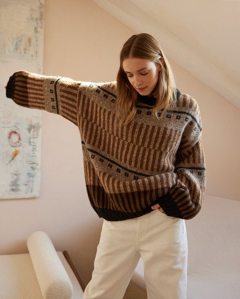 Alpaca Wool Sweater, Oversized Pullover Sweaters, Pullover Outfit, Oversized Pullover, The Roots, Chunky Knits Sweater, Brown Sweater, Alpaca Wool, Mode Inspiration