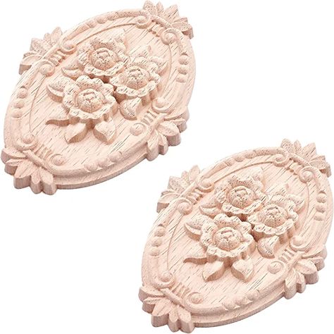 Amazon.com: GORGECRAFT 2PCS Wooden Carved Onlay Appliques Oval Carving Decal Center Craft Unpainted Furniture Home Decoration Wood Carving Decal for Dresser Bed Door Cabinet Wardrobe Ceiling 5"x3.6" : Everything Else Bed Door, Unpainted Furniture, Fairytale Forest, Dresser Bed, Forest Cottage, Cabinet Wardrobe, Door Cabinet, Flower Applique, Applique Designs