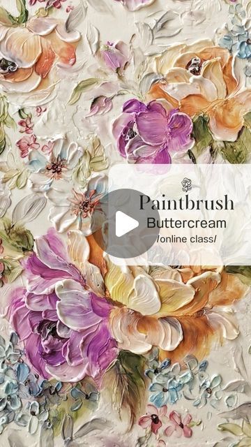 Painting On Buttercream Cakes, Palette Knife Floral Cake, Painted Cakes Buttercream, Palette Knife Painting Cake, Painted Buttercream Cake, Bolo Knife, Cake Painting Tutorial, Buttercream Painting, Dessert Painting