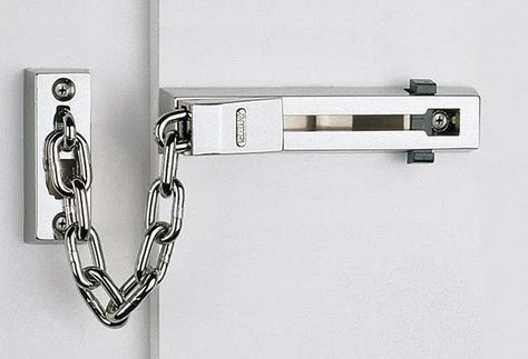 What is the Most Secure Door Chain to use? - Master Locksmiths Association. Secure Door, Upvc Door Handles, Flat Renovation, Front Door Security, Door Chains, Door Security, Glass Panel Door, Chain Lock, Timber Door