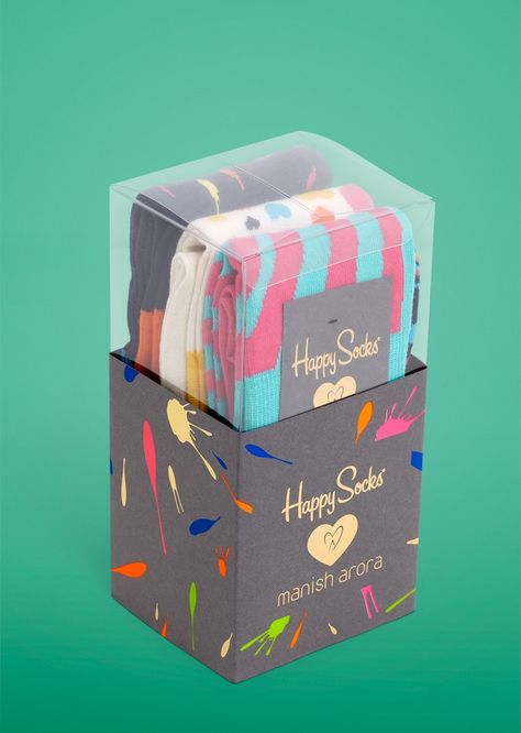 Happy Socks Manish collection. Some "Happy Socks" for the man in your life… Socks Packaging, Fashion Packaging, Cool Packaging, Unique Packaging, Graphic Design Packaging, Packing Design, Happy Socks, Creative Packaging, Patterned Socks