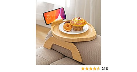 Amazon.com: SINWANT Bamboo Sofa Tray Table Clip on Side Table Couch Arm with 360° Rotating Phone Holder, Couch Tray for Arm, Sofa Table for Eating/Drinks/Snacks/Remote/Control : Home & Kitchen Portable Couch, Sofa Tray Table, Sofa Arm Tray, Couch Tray, Sofa Tray, Couch Arm Table, Arm Rest Table, Sofa Arm Table, Wooden Couch