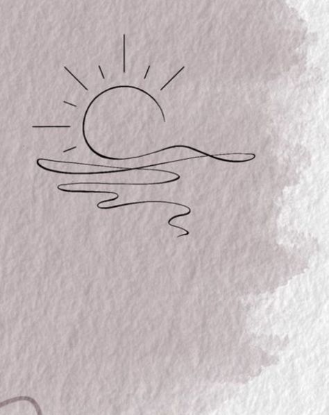 One Line Beach Tattoo, Water And Sun Tattoo Ideas, Ill Follow The Sun Tattoo, Sea Waves Tattoo Ideas, Yoga Line Art Tattoo, Small Simple Tattoo Ideas For Women, Sun And River Tattoo, Fine Line Florida Tattoo, Fineline Sunset Tattoo