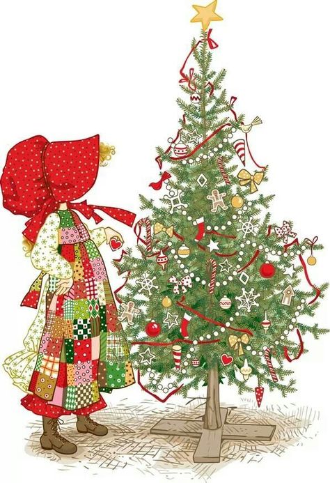 Holly Hobbie Christmas, Holly Hobbie Doll, Art Hobby, Holly Tree, Sarah Kay, Merry Christmas Decoration, Pink Envelopes, Holly Hobbie, Christmas Past