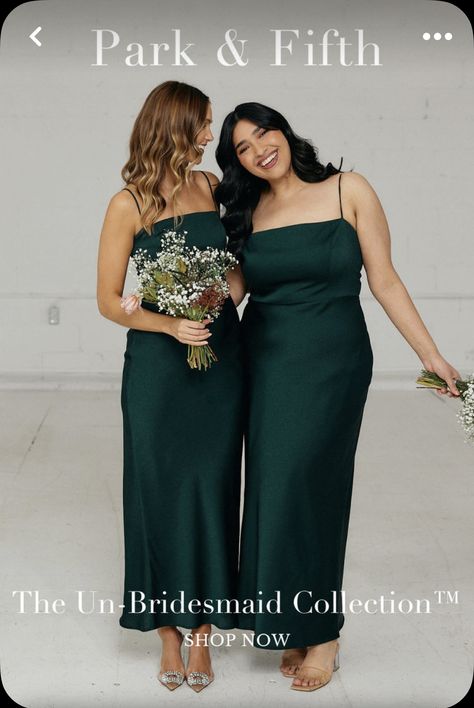 Green Satin Dress Bridesmaid, Dark Green Bridesmaid Dresses, Forest Green Bridesmaid Dresses, Dark Green Bridesmaid Dress, Bm Dresses, Emerald Green Weddings, Custom Bridesmaid Dress, Bias Cut Dress, Bias Cut Skirt