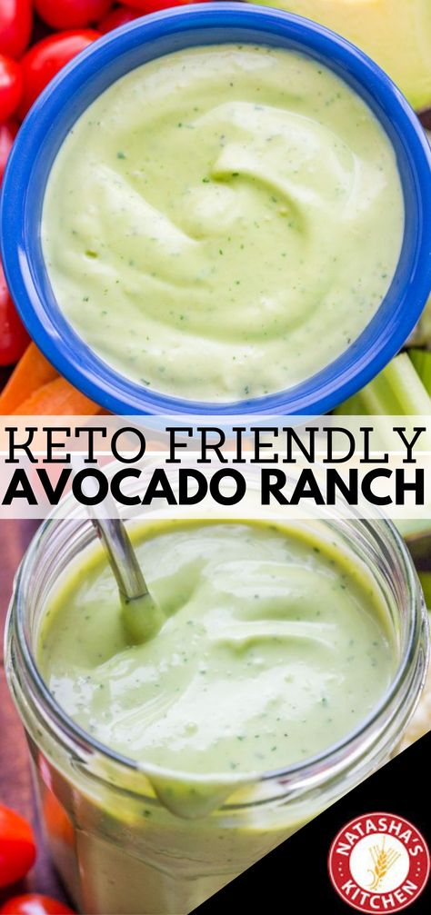 Keto Friendly Avocado Ranch Dressing, a homemade ranch dressing perfect for salads, dips and compliments all your veggies. You do not have to give up flavor to be low carb! This dressing recipe will take mere minutes and is restaurant quality - ONLY 2 carbs per serving, WOW!  #keto #kf #avocado #ranch #dressing Easy Avocado Ranch Dressing, Homemade Avocado Ranch Dressing, Avocado Ranch Dressing Recipe, Creamy Avocado Ranch Dressing, Avocado Lime Ranch Dressing, Keto Salad Dressing, Avocado Ranch Dressing, Avocado Ranch, Ranch Dressing Recipe