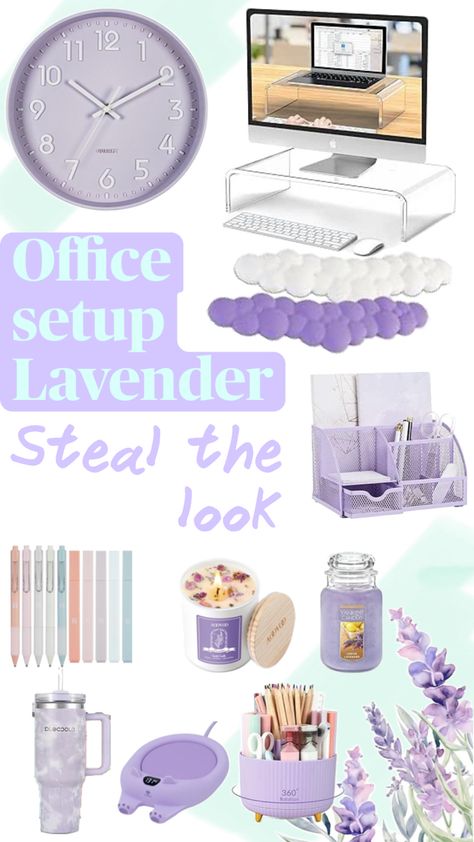 ✨ Elevate your workspace with these dreamy purple pastel office accessories! 💜 Discover elegant desk organizers, stylish stationery, and chic decor that will transform your home office into a serene and inspiring haven. 🖋️ Perfect for adding a touch of sophistication Pastel Office, Purple Office, Elegant Desk, Purple Pastel, Home Office Setup, Office Setup, Desk Organizers, Office Accessories, Chic Decor