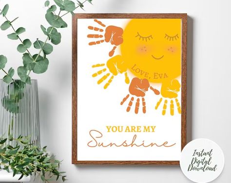 NicolesCreativeUS - Etsy Sunshine Handprint, Flower Handprint, Memory Book Gift, Nursery Preschool, Preschool Craft, Baby Memory Book, Diy Toddler, Handprint Craft, Diy Nursery