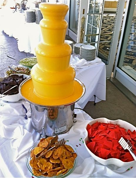 Nachos & Cheese fountain Nacho Cheese Fountain, Cheese Fountain, Nachos Cheese, Shortcake Recipes, Fountain Ideas, Strawberry Shortcake Recipes, Wine Table, Nacho Cheese, Wine Cheese