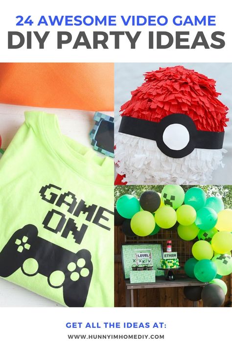 If you're looking for video game party ideas, you'll love this big list of DIY video game party ideas. These DIY party ideas are perfect for any video game birthday party, especially if you're looking for video game party ideas for boys. Whether you need DIY video game birthday party decorations or DIY video game party favors, you'll find everything you need for your video game party here. This list is full of DIY ideas for a video game party, including video game pinatas, video game decoration Gamer Party Decorations Diy, Nerd Party Ideas, Diy Gamer Birthday Decor, Diy Video Game Birthday Party, Nintendo Switch Birthday Party Ideas, Diy Video Game Party, Gamer Party Ideas Boys, Video Game Pinata, Video Game Party Food