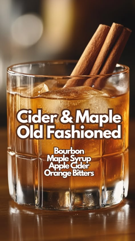 The Cider and Maple Old Fashioned is a cozy, autumn-inspired cocktail that combines the rich flavors of bourbon and maple syrup with the crisp sweetness of apple cider. The addition of orange bitters and a cinnamon stick garnish brings warmth and complexity to this delightful drink.
#ciderandmapleoldfashioned via @mybartender Fancy Whiskey Drinks, Maple Old Fashioned Recipes Cocktail, Autumn Alcoholic Drinks, Boozy Apple Cider, Fall Drinks Alcohol, Maple Old Fashioned, Bourbon Drinks Recipes, Apple Cider Cocktail, Liver Damage