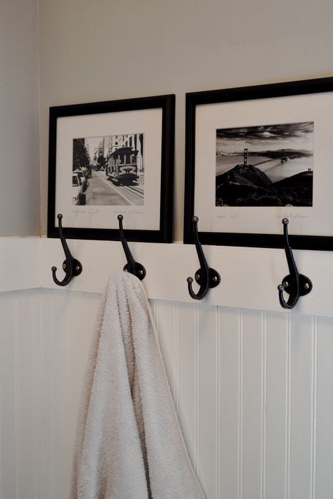 Bathroom Decorative Shutters, Beadboard Bathroom, Black White Bathrooms, Beachy Colors, Coronado Beach, Towel Racks, Decoration Photo, Towel Bars, Boys Bathroom