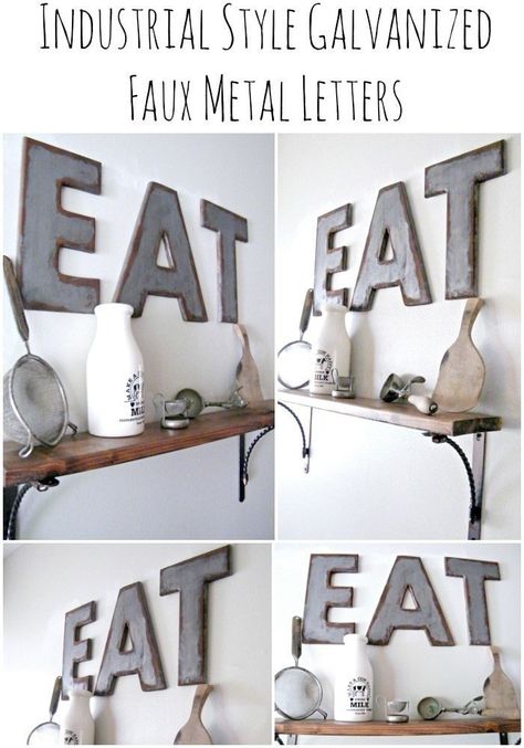 Diy Wall Letters, Galvanized Letters, Pallet Signs Diy, Wall Art Tutorial, Initial Wall Art, Faux Metal, Letter Crafts, Cardboard Crafts Diy, My Own Home