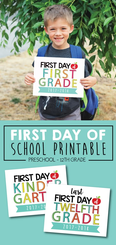 First Day of School Sign - Free Printable First Day First Grade, First Day Of School Signs, First Day Of School Pictures, Mommy Hacks, Printable School, First Day Of School Sign, First Day School, School Chalkboard, Printables For Kids