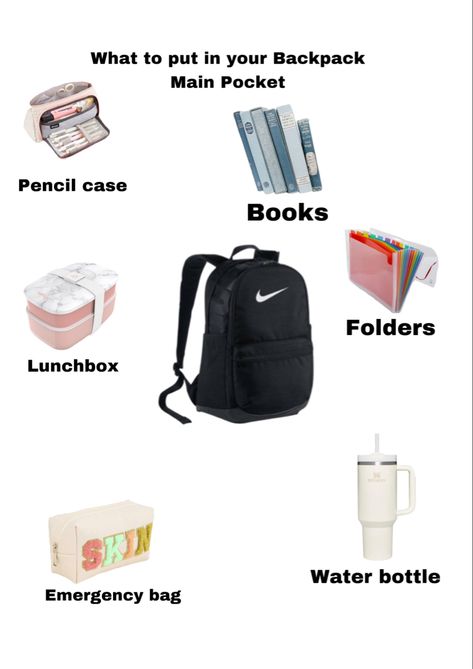 | Backpack | Back to School | Books | Pencilcase | Back To School Books, School Bag Essentials, Backpack Essentials, Emergency Bag, Bag Essentials, School Books, Essential Bag, School Bag, Pencil Case