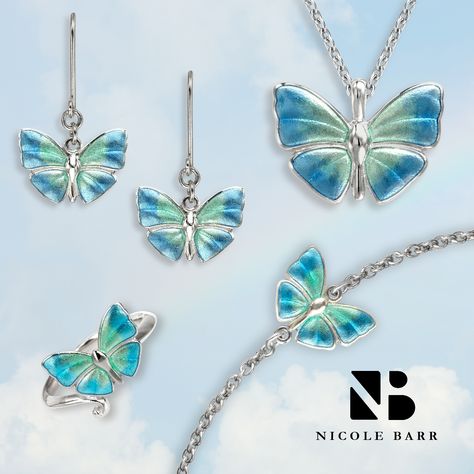 What's not to love about this cheerful butterfly set? Visit nicolebarr.com to see more colors. Luxury Designer Outfits, Enamelled Jewellery, Butterfly Jewellery, Photoshop Ideas, Butterfly Jewelry, Creative Jewelry, Enamel Jewelry, Silver Jewellery, Jewelry Inspiration