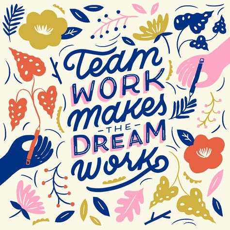 Team Work Makes the Dream Work - Elisa Wong Desain Ux, Jin Kim, Graphisches Design, Hand Lettering Inspiration, When Was The Last Time, Ipad Lettering, Team Work, Types Of Lettering, Calligraphy Letters