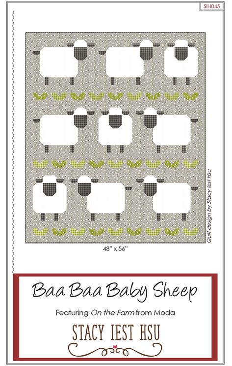 1092.00089 - Baa Baa Baby Sheep * | Moda Fabrics - Producer of Quilting Fabric, Sewing Notions, and Home Decor Sheep Quilt, Sheep Pattern, Farm Quilt, Baby Sheep, Dog Quilts, Baby Quilt Patterns, Cute Quilts, Animal Quilts, Star Quilt Patterns