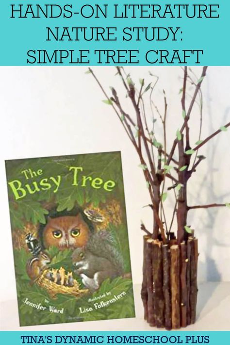 Hands-On Literature Nature Study: Simple Tree Craft.Picture books offer plenty of opportunities for hands-on nature study fun. One of our favorites is The Busy Tree by Jennifer Ward, because it not only teaches about trees in a gentle, poetic voice, it describes many of the animals who live in or find food in trees.I have  a hands-on literature activity which is a simple tree craft. The Busy Tree Book Activities, Tree Unit Study, Tree Unit, Jennifer Ward, Craft Spring, About Trees, Making Notes, Literature Activities, Fun Educational Activities