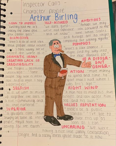 Mrs Birling Mind Map, Mr Birling Mind Map, Gcse Creative Writing Example, The Inspector Calls, Arthur Birling, An Inspector Calls Quotes, Gcse Study, Gcse Notes, Revision Ideas