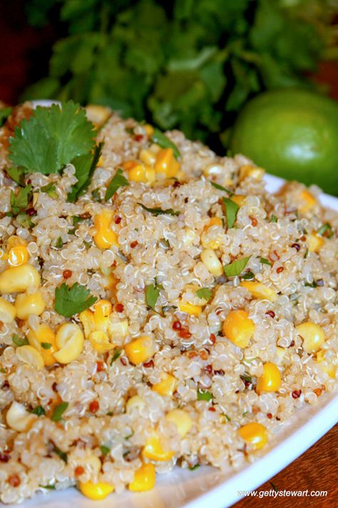 Lime Corn Salad, Cilantro Quinoa, Corn And Quinoa, Lime Corn, Quinoa Recipes Easy, Quinoa Recipes Healthy, Quinoa Dishes, Quinoa Recipe, Meatless Main Dishes