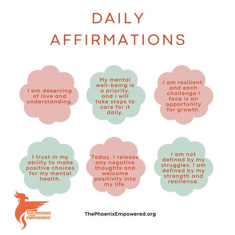 These affirmations are the perfect way to start your day on the right foot. They'll help you boost your mood, crush your goals, and become the best version of yourself.

#DailyAffirmations #SelfCare #MentalHealth #PositiveVibes #ThePhoenixEmpowered Confidence Booster Affirmations, Daily Affirmations, Positive Vibes, Self Care, Affirmations, Mindfulness, Good Things