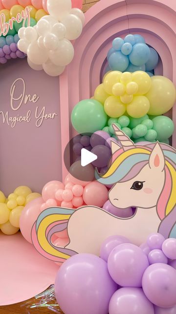 Unicorn Balloon Garland, Unicorn Birthday Backdrop, Birthday Backdrop Design, Unicorn Backdrop, Unicorn Balloon, Rainbow Unicorn Birthday, Magical Rainbow, Backdrop Design, Birthday Backdrop