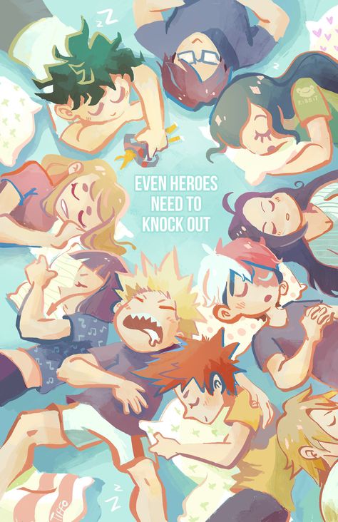 KOing villains sure is tough work! Even heroes need to knock out sometimes~ Here’s a print I’ll be selling at AX! Come say hi at table L08~ Academia Wallpaper, Class 1 A, My Hero Academia Shouto, Ochako Uraraka, Hero Wallpaper, My Hero Academia Memes, Buko No Hero Academia, My Hero Academia Episodes, Hero Academia Characters