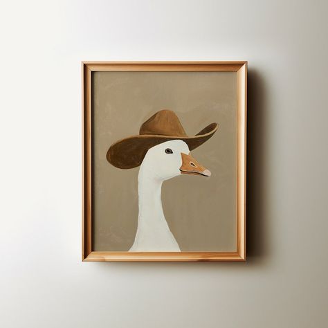 Silly Cowboy Goose Print, Brown Western Nursery Printable Art, Neutral Southeastern Boy Room Animal Wall Art, Cowboy Hat, Digital Download - Etsy Goose Aesthetic, Silly Cowboy, Vintage Boys Room, Cowboy Nursery, Western Nursery, Boy Room Art, Toddler Boys Room, Chapeau Cowboy, Printable Nursery Art