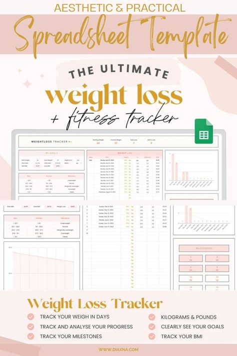 Weight Loss and Fitness Tracking Made Easy: Google Sheets Tracker by CareerCreative. Efficiently manage your fitness journey with this comprehensive spreadsheet, covering habits, meals, workouts, macros, calories, and activity logs. Streamline your path to a healthier you with this digital tool. 🏋️ Budget Template Free, Tracker Free, Planner Writing, Fitness Tracking, Online Planner, Weight Tracker, Monthly Budget Planner, Budget Spreadsheet, Digital Templates