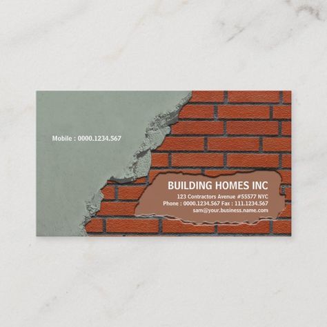 Architecture Business Cards, Construction Manager, Construction Business Cards, Red Brick Wall, Construction Logo Design, Visiting Card Design, Construction Business, Construction Logo, Construction Management