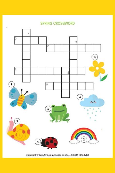 This printable Spring Crossword Puzzle for Kids is a great activity for kids that focuses on spring-related words. Whether you are working on this at home or school, kids will enjoy it. If you are doing lessons about spring time this Spring Crossword Puzzle for kids will fit right in. It is easy to talk to children about the seasons when you have fun activities for them to complete at the same time. I also include some great information to share while the kids are completing this crossword puzzl Spring Crossword, Word Puzzles For Kids, Grid Puzzles, Kindergarten Math Worksheets Addition, Alphabet Worksheets Kindergarten, Bible Activities For Kids, Puzzle For Kids, Crossword Puzzles, English Lessons For Kids