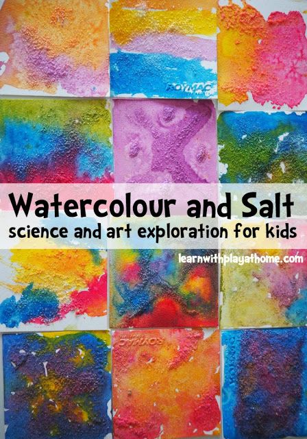 Learn with Play at Home. Play based learning ideas and activities for kids.                                                                                                                                                                                 More Watercolor And Salt, Art Explosion, Experiment For Kids, Art Exploration, Homeschool Art, Kindergarten Art, Toddler Art, Camping Art, Process Art