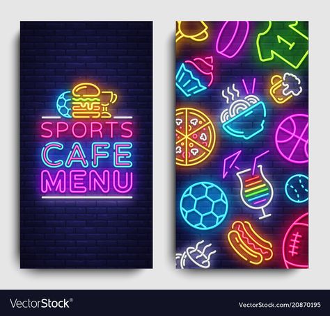 Brochure Food, Neon Background, Banners Design, Menu Food, Food Banner, Cafe Shop Design, Neon Backgrounds, Background Light, Neon Logo