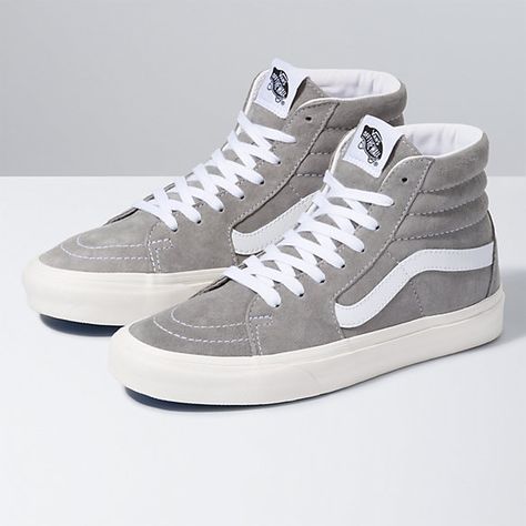 Snow White Shoes, Grey Vans, Vans Store, Deck Shoes, Vans Sk8 Hi, High Top Vans, Shop Shoes, Swag Shoes, Sk8 Hi