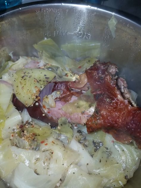 I just got  an Instant Pot and I am already in love with this appliance. I quickly discovered that each Instant Pot is different. So I... Cabbage With Smoked Turkey, Slow Cooker Turkey Wings, Pressure Cooker Cabbage, Crockpot Cabbage Recipes, Turkey Leg Recipes, Smoked Turkey Wings, Smoked Turkey Legs, Pot Roast Crock Pot Recipes, Crock Pot Cabbage